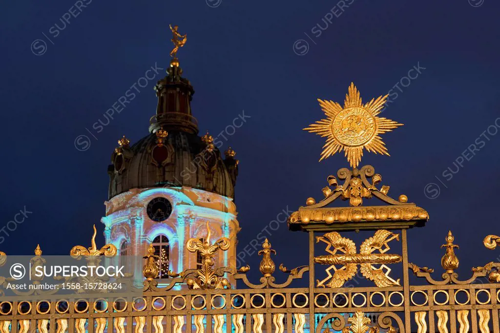 Berlin, Schloss Charlottenburg, illuminated fence elements