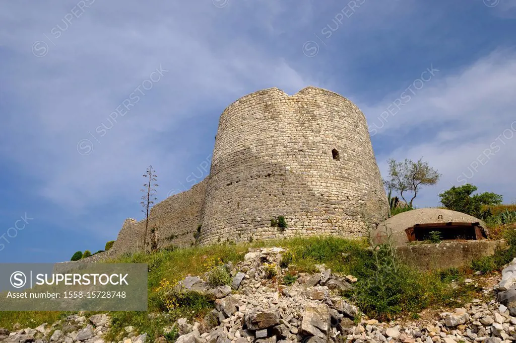 Bunker in front of Castle Lëkurësi, Lekuresi, Saranda, Sarandë, Qark Vlora, Albania