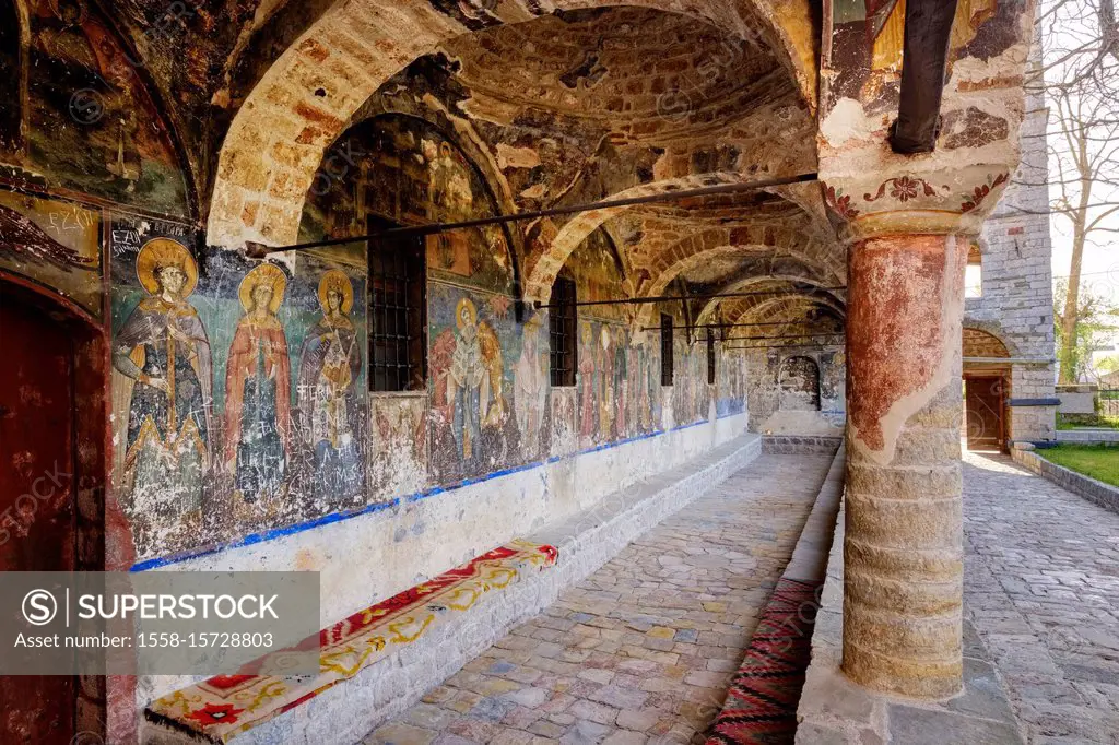 Frescoes in the archway of St. Nicholas' Church, Kisha e Shën Kollit, Voskopoja, Voskopojë, Korçë region, Korca, Albania