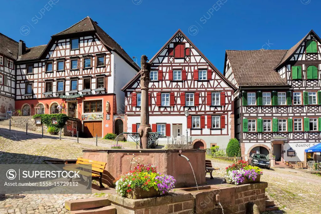 Market Square of Schiltach, Black Forest, Kinzigtal, Baden-Wurttemberg, Germany