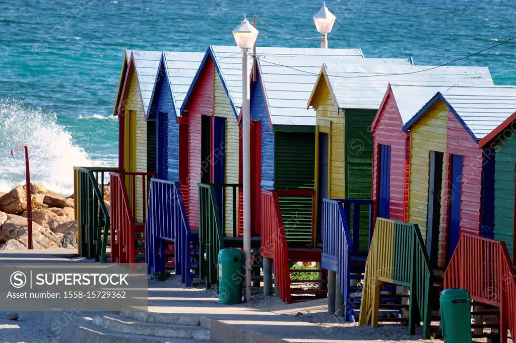 South Africa, Muizenberg, colorful beach huts