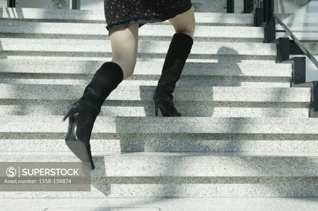 Stairway, woman, miniskirt