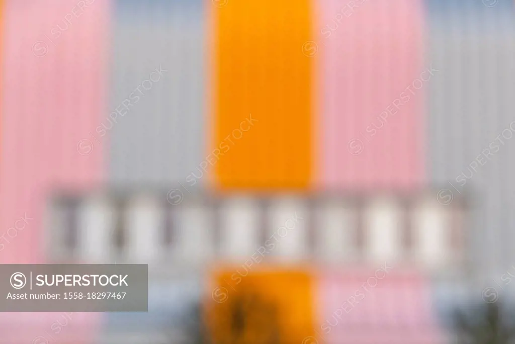 Germany, Saxony-Anhalt, Magdeburg, the blurred facade of the experimental factory of the Otto-von-Guericke University.