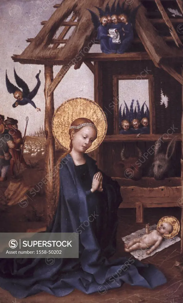 Germany, Munich, Old Pinakothek,´ Adoration of the child´, Europe, museum, arts, painting, paintings, art, artwork, saint picture, Christianity, relig...