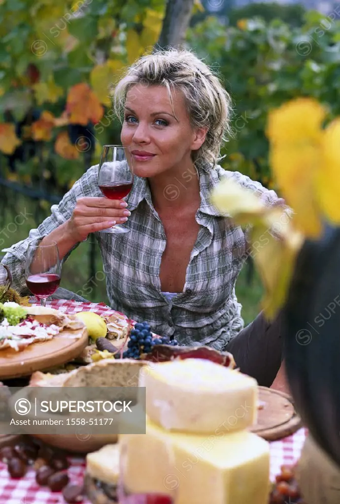 Woman, happy, Wine tasting