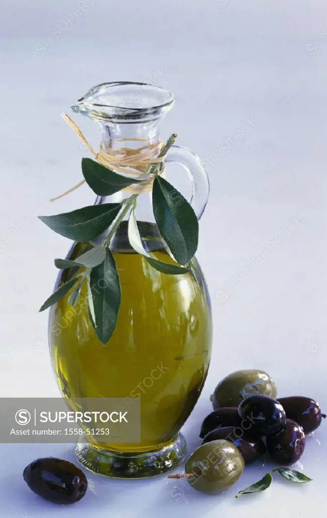 Olive oil, Bottle, Olive twig