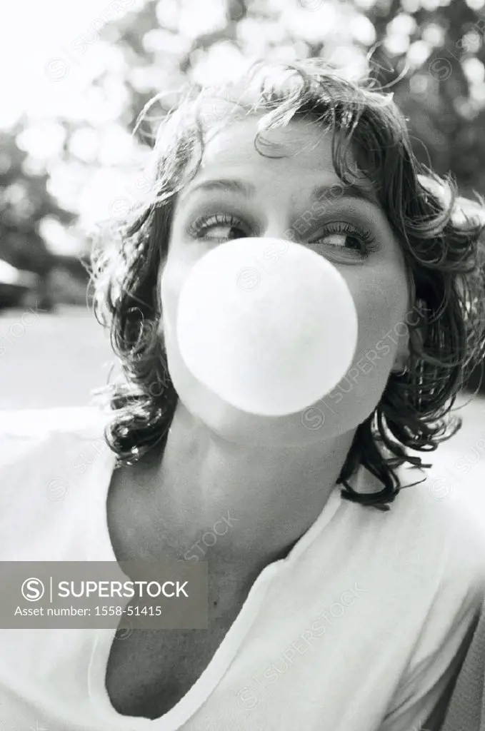 Woman, Gum bubble, Fun