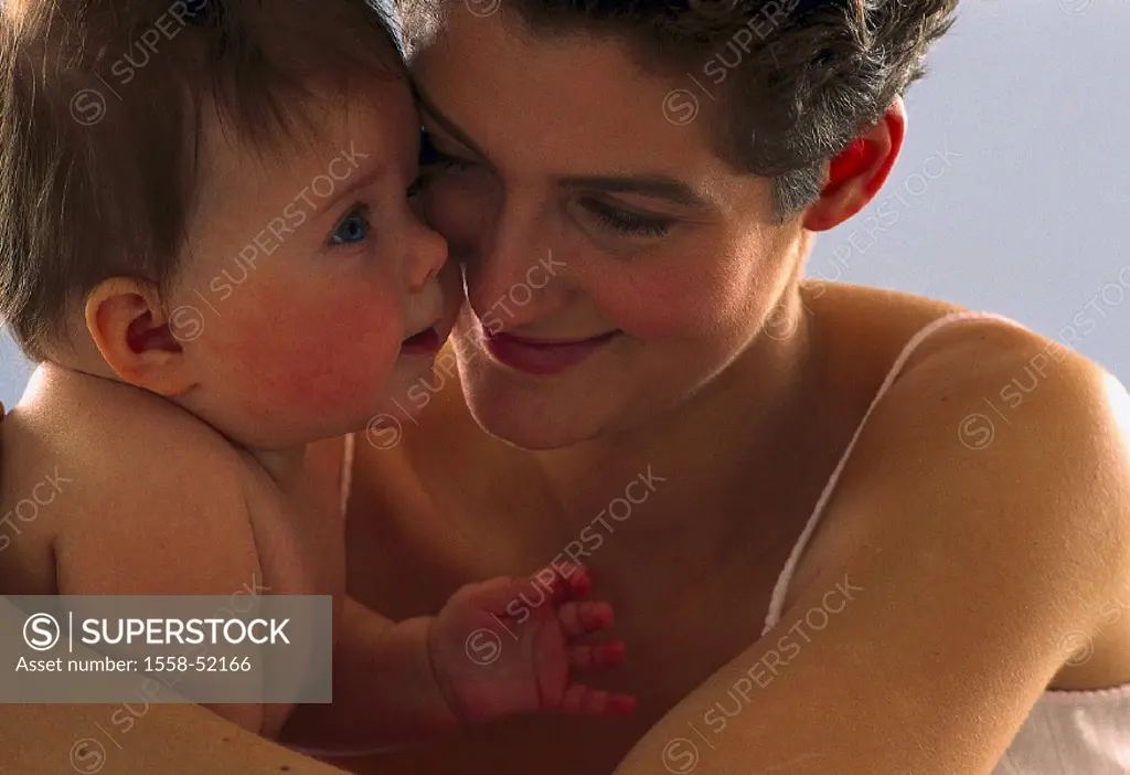 Mother, baby, tenderness, portrait, indoors, woman, young, child, toddler, feeling, emotionally, lovingly, love, affection, tenderly, touch, touches, ...