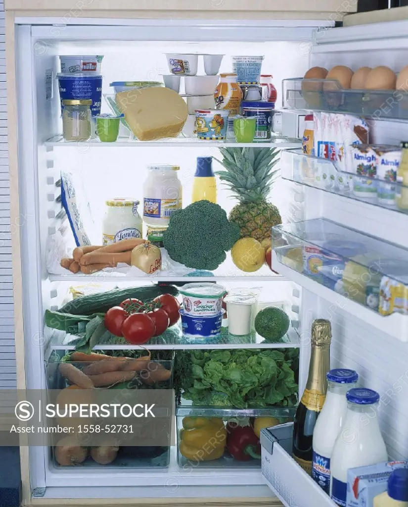 Refrigerator, open, fully, food, household appliance, electrically, storage, foods, food, meals, storage, reserve, supplies, durability, refrigeration...