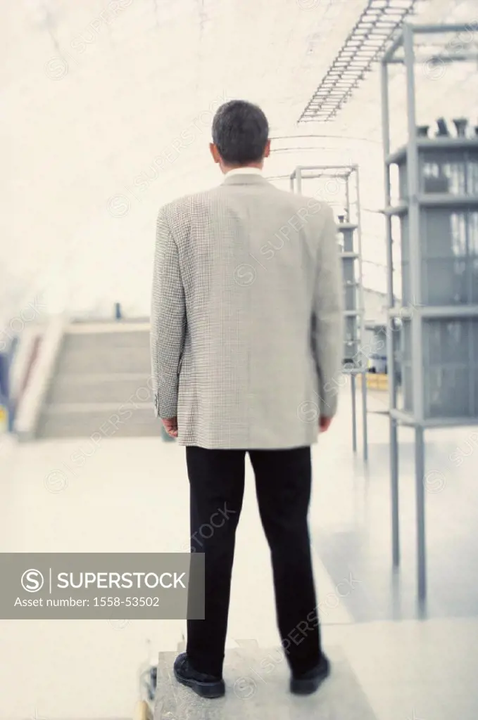Businessman, podium, overview, rear view, business, man, managers, executive, overview, control, supervision, authority, decision, leadership strength...