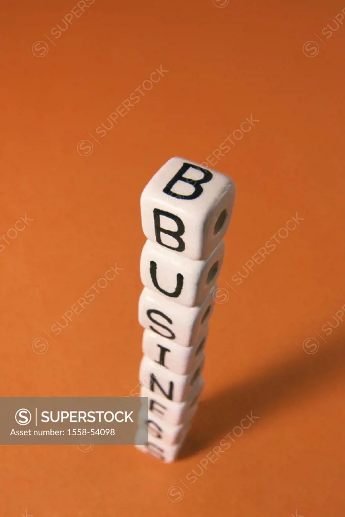 Dice, stacked, letters