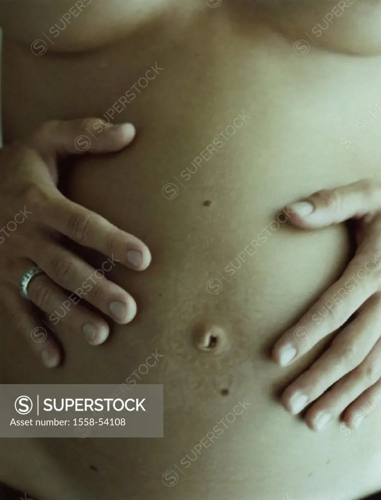 Woman, pregnant, stomach, bare,
