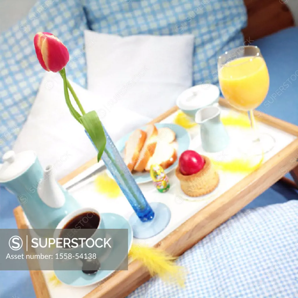 Easter, bed, tray, Osterfrühstück,