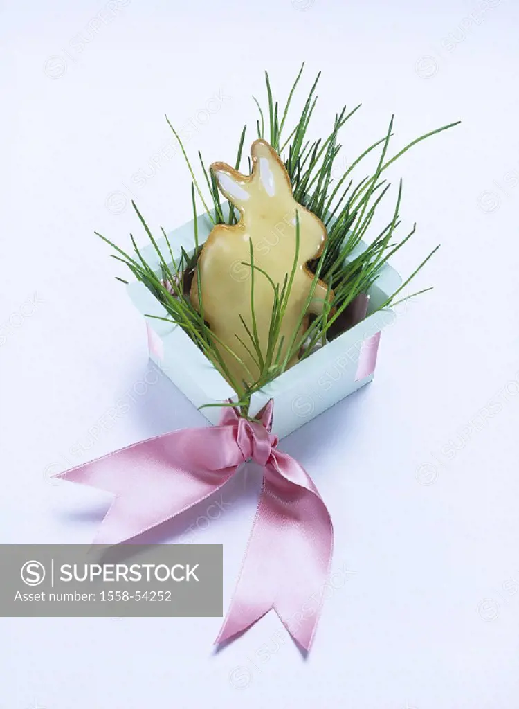 Easter, Easter nest, pastries, Eastertime, Easter decoration, decoration, carton, bow, grass, places, Easter bunny, still life, studio