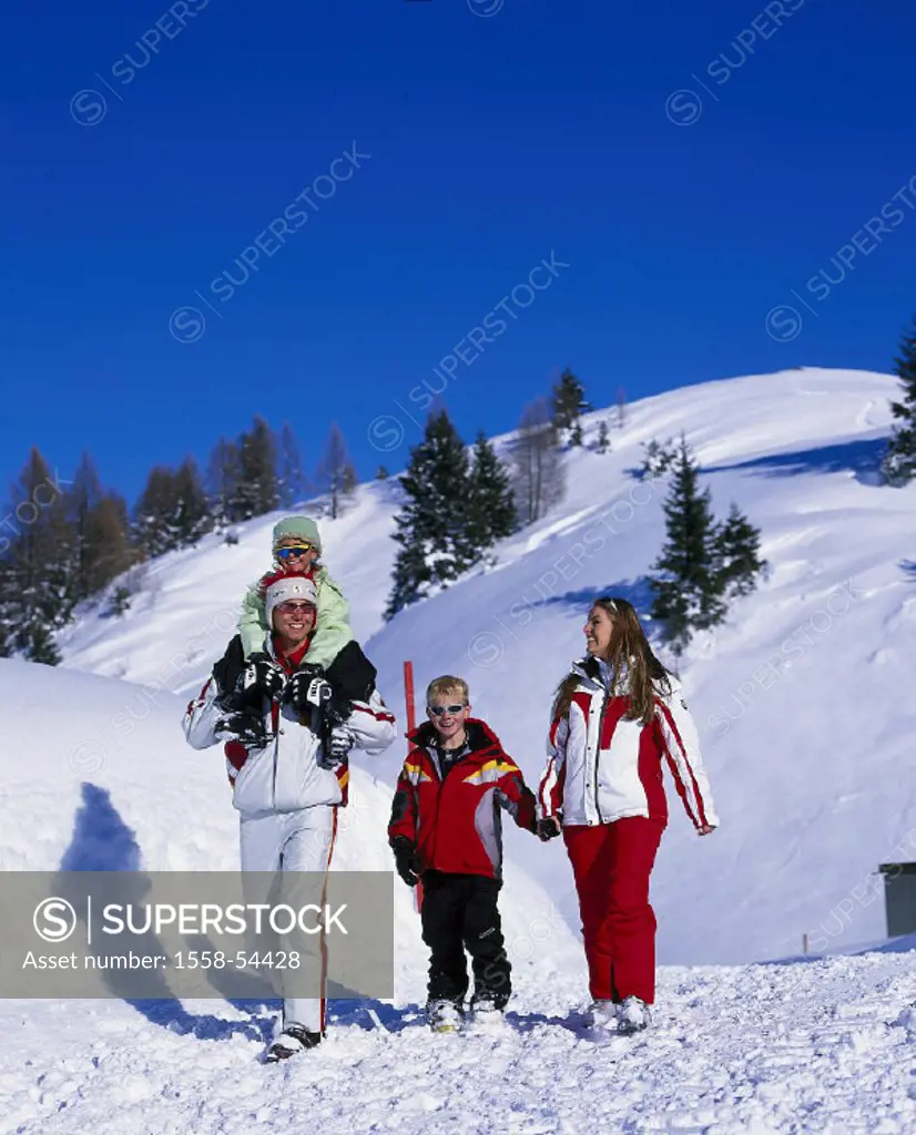 Winter landscape, family, walk