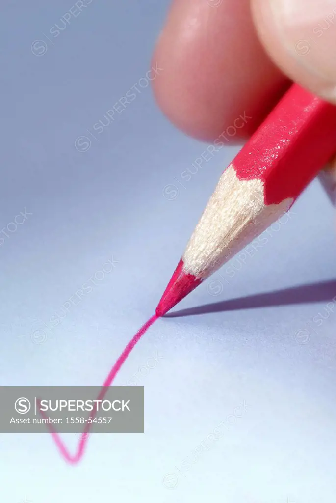 Hand, crayon, person, checks off