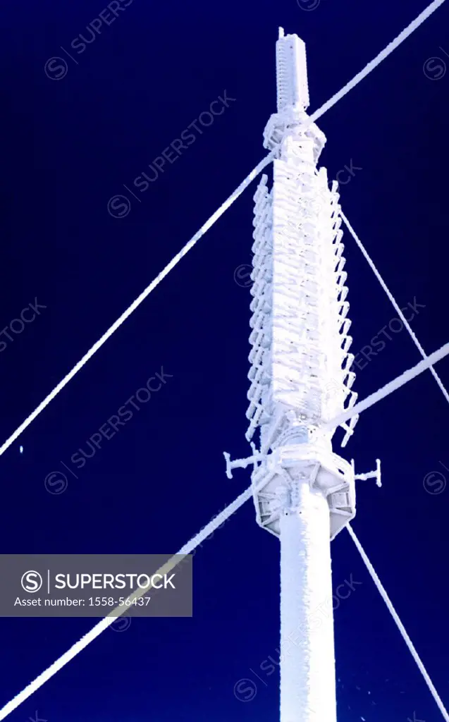 transmission pole, UHF/VHF, winter, freezed