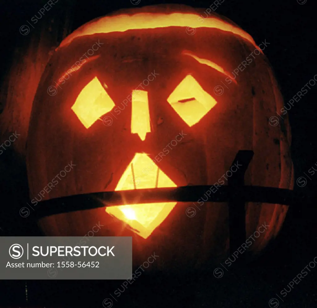 Halloween, pumpkin, face, hollowed out, light