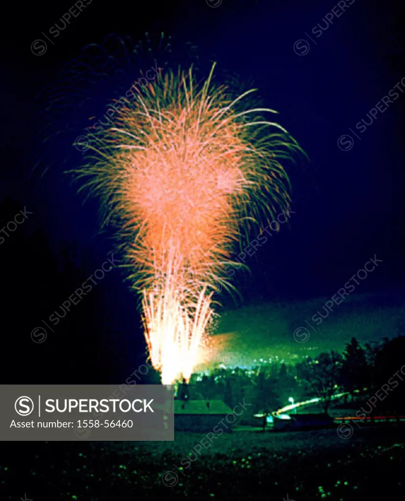 Fireworks, night, New Year´s Eve, turns of the year