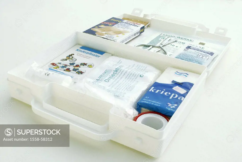 Auto first aid kit, open