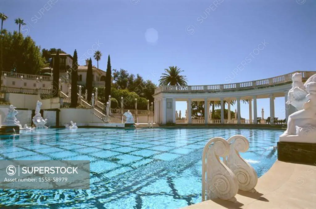 USA, California, Hearst Castle, Pool installation  America, North America, West coast, palace, desire palace, builds 1919 - 51, Architect Julia Morgan...