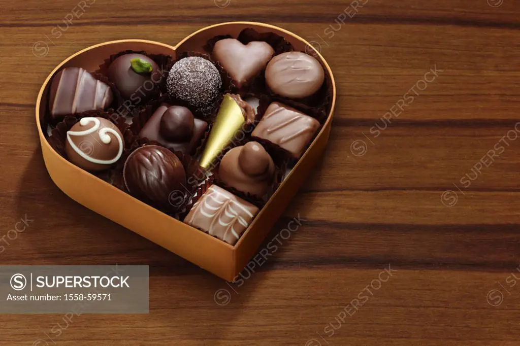 Chocolate box, heart-shaped,,  Confectionery selection  Series, confectionery, chocolates, chocolate selection, selection, variety, chocolate variety,...