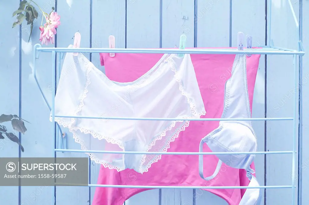 Fence, detail, clothes racks,  Laundry, hangs  Shirt, Shirt, panties, pairs of pants, Panty, transparently, transparent, sexy, underwear, lingerie, to...