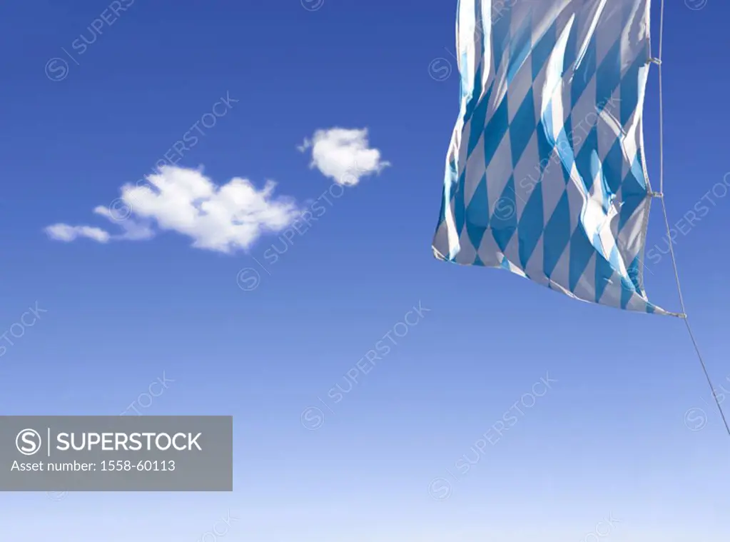 heaven, cloud, Bavarian flag, detail,   Flag, flag, rhombuses, rhombus patterns, know-blue, Bavarian, patriotically, patriotism, patriotism, home, hom...