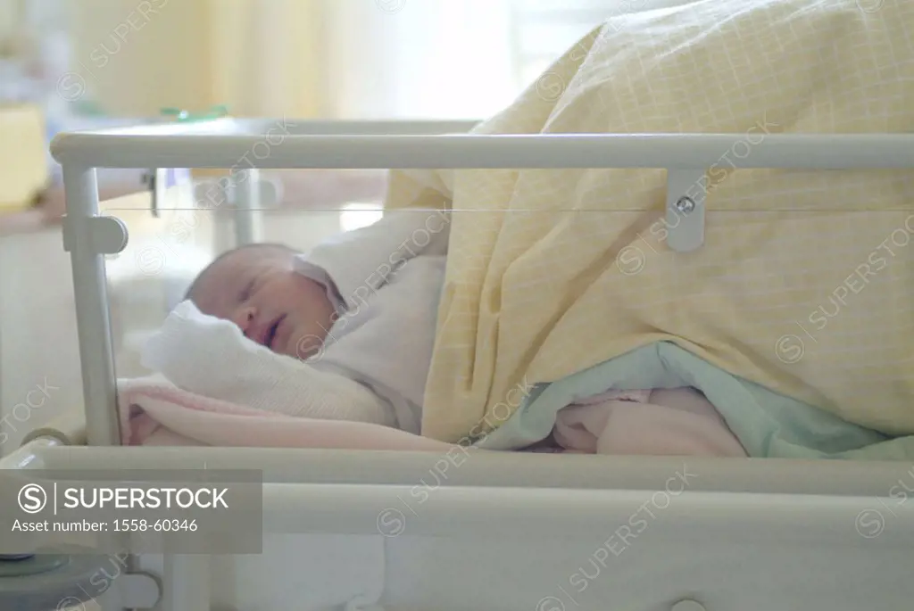 sleeping hospital, babies ward, little bed, newborn, covered  Series, life section, childhood, child, infant, baby, 4 days, newborn, offspring, peacef...