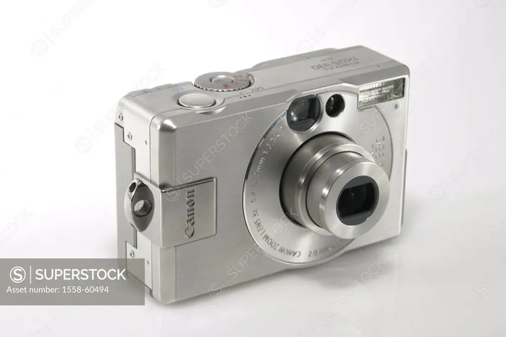 Digital camera, canyon Ixus 330,  only editorially!  Camera, camera, Digicam, small, metal casings, steel casings, silvery, 3-fold-zoom-objectively, z...
