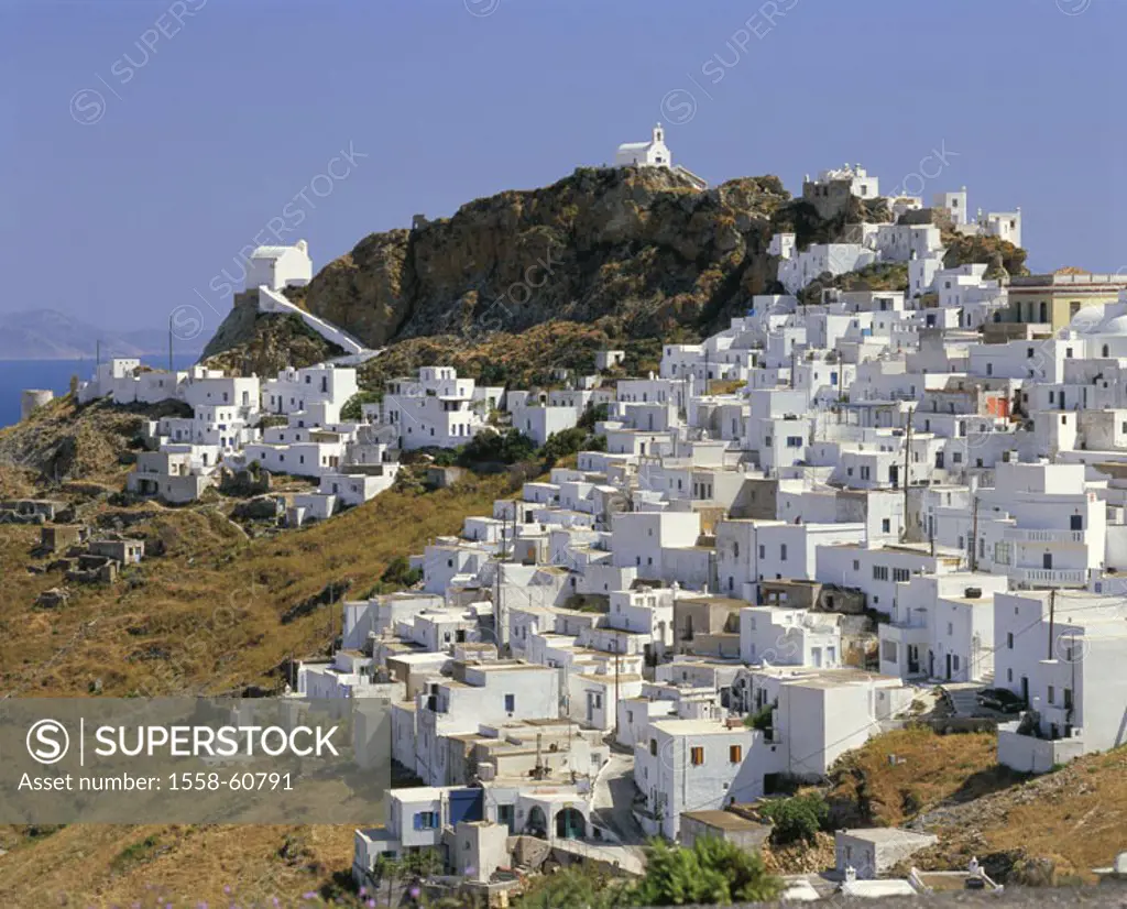 Greece, western Kykladen,  Island Serifos, Chora, skyline,  Hills, chapel premiums Konstantinos Europe, southeast Europe, Kykladeninsel, place, place,...