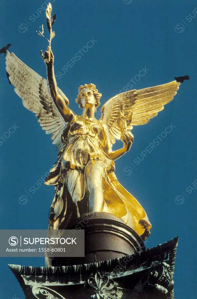 Germany, Bavaria, Munich, Peace angels, heaven,  Upper Bavaria, prince regent street, Maximilian installations, column, korinthisch, 23 m, column capi...