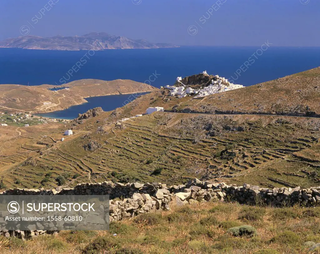 Greece, western Kykladen,  Island Serifos, Chora, Livadi, landscape,  Europe, southeast Europe, Kykladeninsel, places, places, coast, coast place, isl...