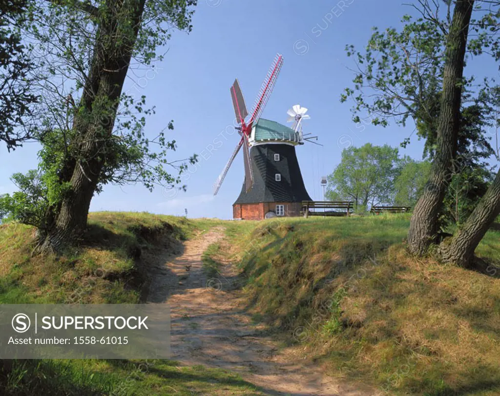 Germany, Mecklenburg-Western Pomerania,  Stove, windmill,  Europe, Central Europe, north-east Germany, saline lagoon region, village museum, sight, ho...