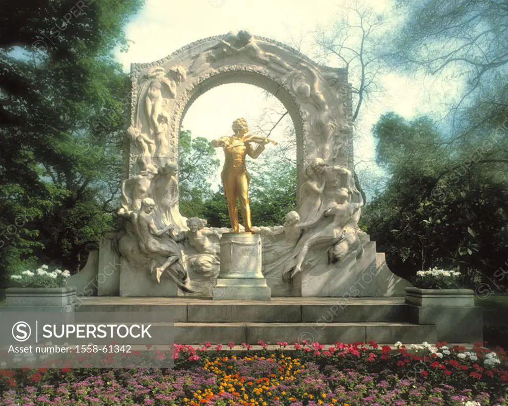 Austria, Vienna, city park, Johann,  Bouquet monument  Europe, Central Europe, street of the emperors and kings, capital, city, culture city, statue, ...