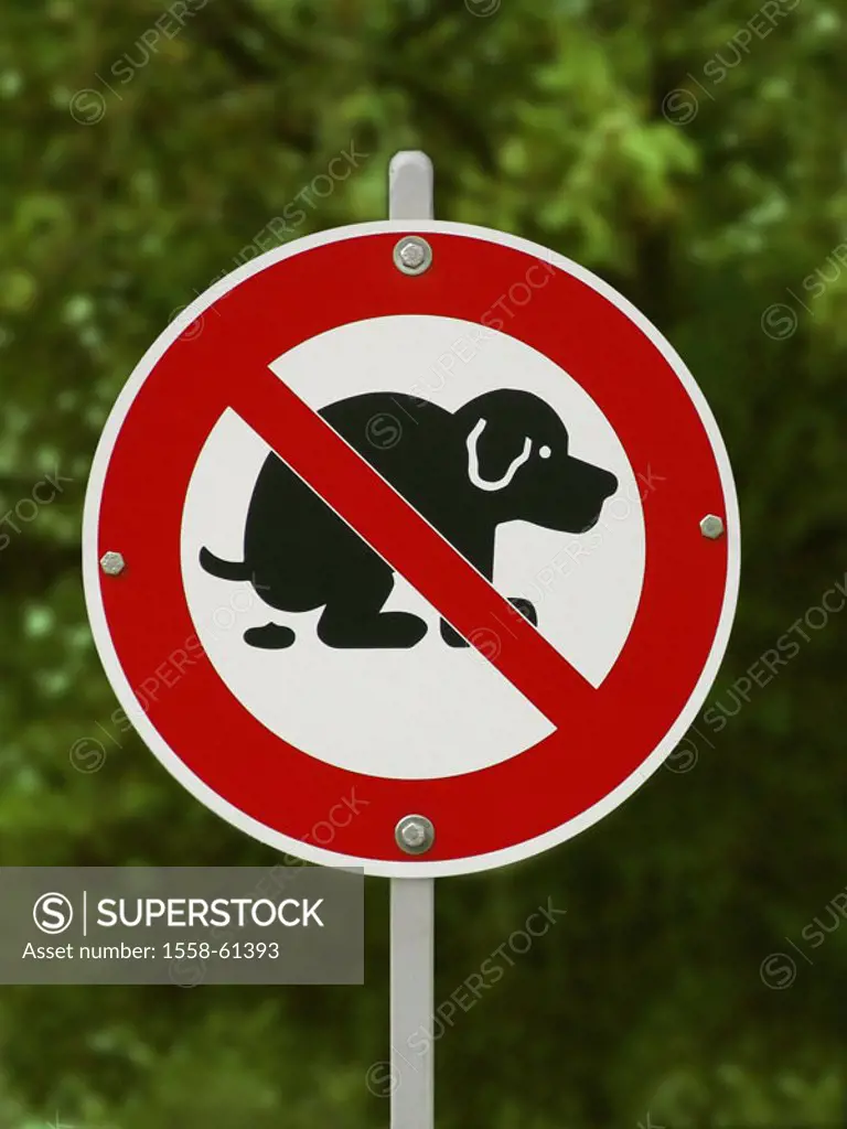 Prohibition sign, ´dog excrement,´    Sign, sign, prohibition, pictogram, dog, excrement, dog heap, puts allowed not, prohibited, undesirable, forbids...