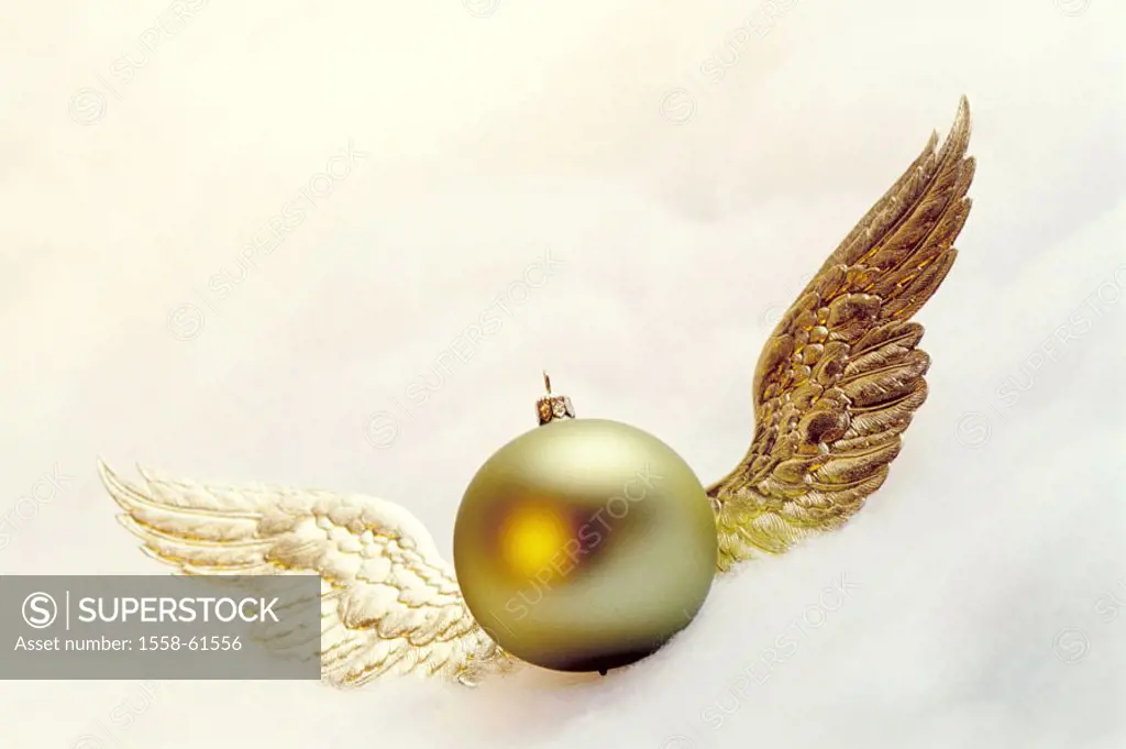 Christmas tree jewelry, Weihnachtskugel,  Angel wings, golden,  Christmas jewelry, decoration, decoration objects, Christmas decoration, Christmas tre...
