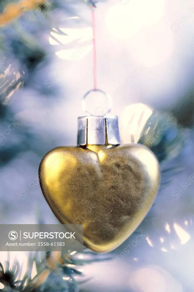 Christmas tree, detail, heart,  Fuzziness  Heart supporters, heart-molds, tree jewelry, Christmas jewelry, decoration, decoration object, supporters, ...