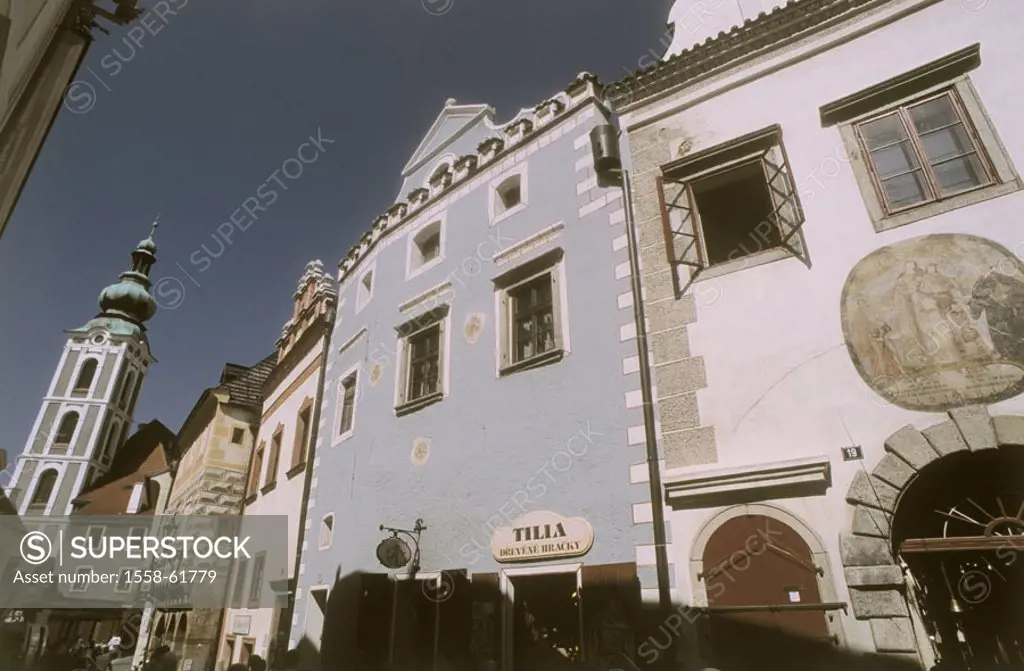 The Czech republic, Krumau, city place,  row of houses, steeple,  Czech republic, Bohemia, South Bohemia, Cesky Krumlov, old town, UNESCO-World Herita...