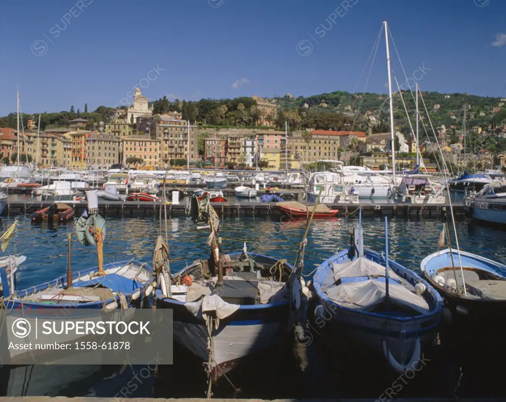 Italy, Riviera of di Levant, Santa  Margherita Ligure, skyline, harbor  Europe, Southern Europe, North Italy, province Ligurien, coast place, place, p...