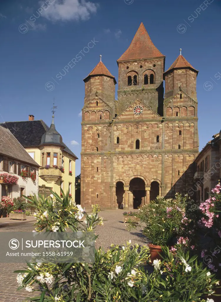 France, Alsace, Maursmünster,  Church  Europe, Département Bas-Rhin, Vogesen, Marmoutier, sight, chapel, sacral construction, architecture, constructi...