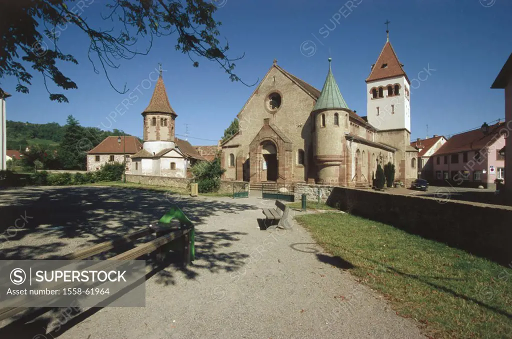 France, Alsace, Avolsheim, church,  Chapel St. Ulrich  Europe, Alsatian wine street, place, place, sight, reliquary chapel Saint Ulrich chapel sacral ...