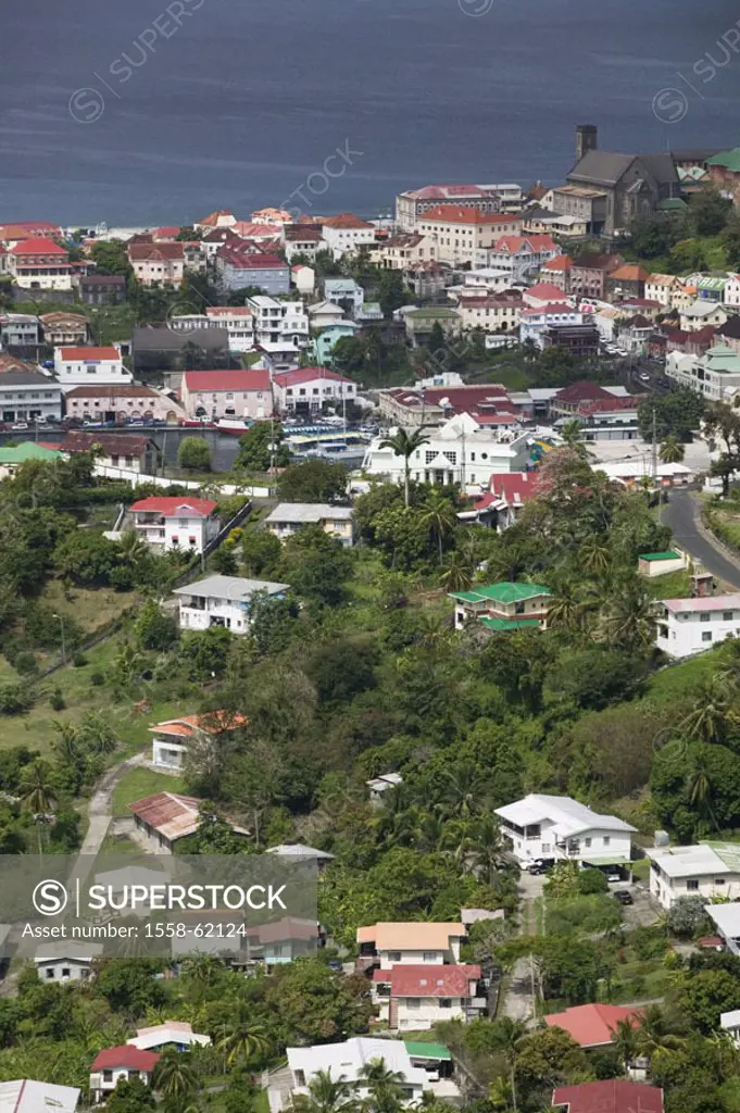 Grenada, St. George´s, view over the city, Harbor  Caribbean, West Indian islands, little one Antilles, islands over the wind, island, island capital,...