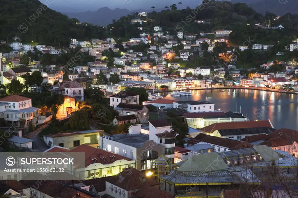 Grenada, St. George´s, view at the city, Harbor, evening mood,  Caribbean, West Indian islands, little one Antilles, islands over the wind, island, ca...