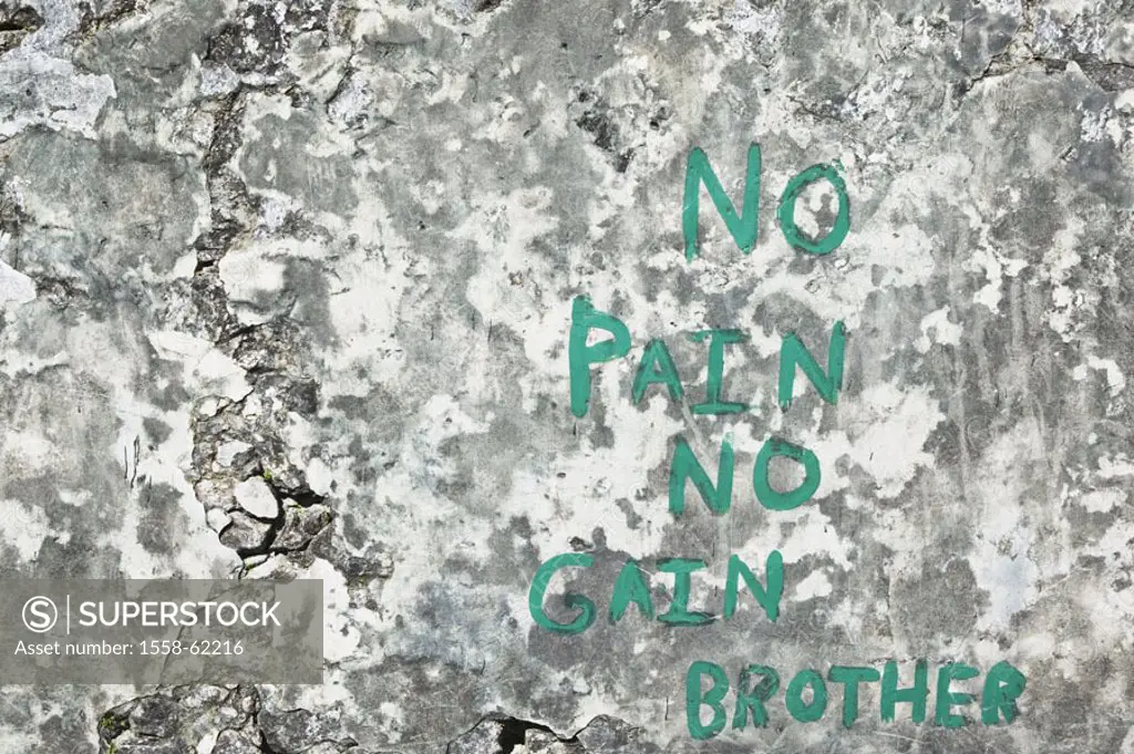 Grenada, St, George´s, fort George, Flagstone, Memorial, writing,  ´No Pain no Gain, Brother´, Caribbean, West Indian islands, little one Antilles, is...