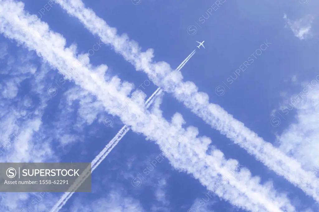 heaven, contrails, airplane    Series, airspace, passenger airplane, airline company, trip, travels, going on a trip, destination, Travel, flight trip...