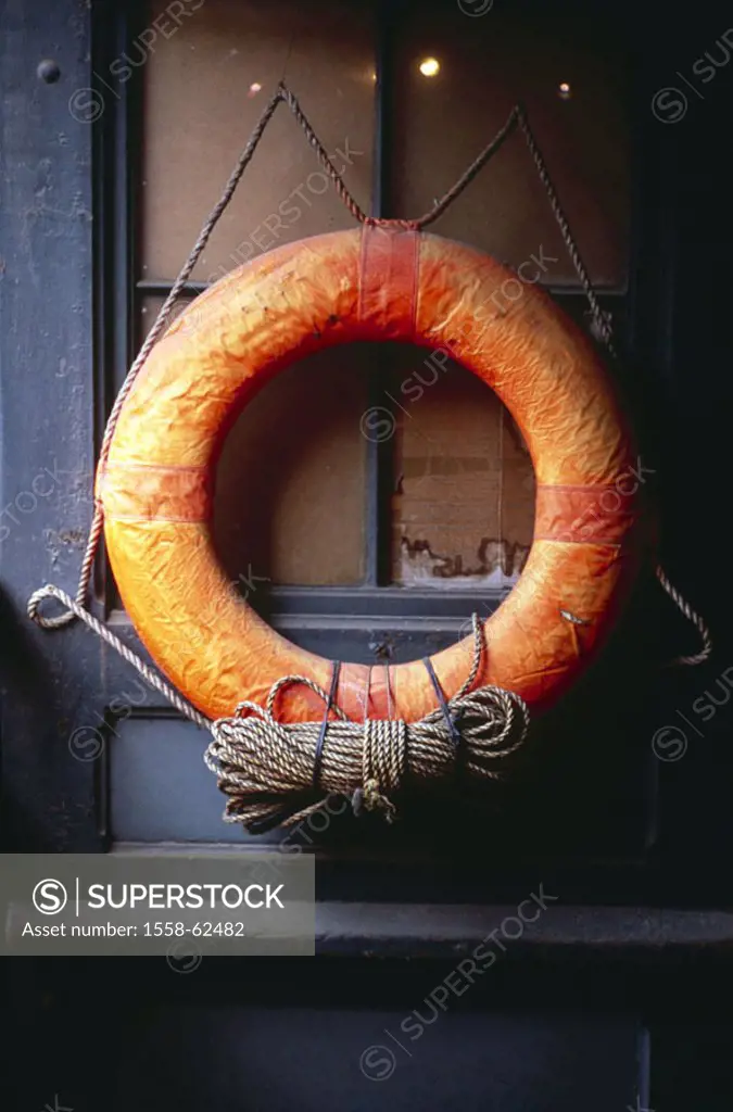 Buildings, detail, life-preserver    Wall, swimming tires, rescue tires, rescue means, swimming help, rescue appliance, symbol, water need, water resc...