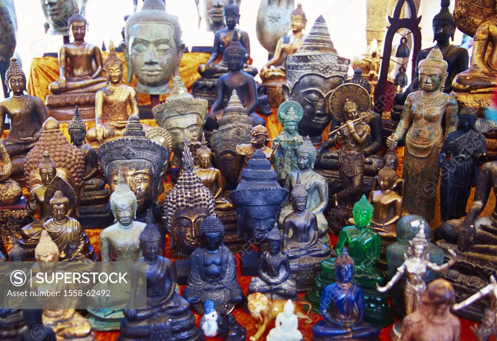 Booth, Buddha-Statuen, different  Sale, statues, figures, Buddha, Buddhas, Buddha-Figuren, differently, symbol, concept,  Belief, religion, Buddhism, ...