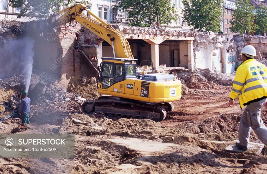 Residence, excavators, summary,  Construction workers  Building site, house, buildings, house summary, building summary, Rubble, rubble, workers, supe...