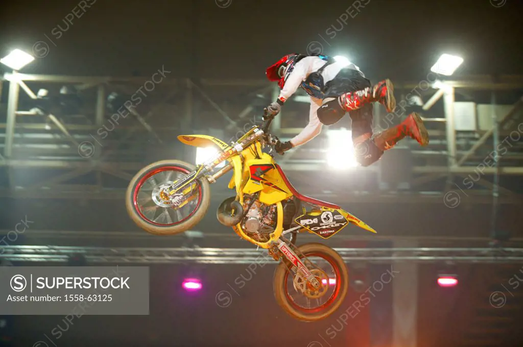 Motocross, motorcycle, drivers, jump,  Trick Motoring, motorcycle sport, sport, sport, Funsport, Indoor-Event, Indoor, Event, event, super Cross Over ...